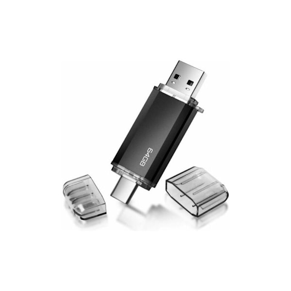 64GB USB C Flash Drive, Bifrost Type-C USB Flash Drive 64GB 2 i 1 OTG Pen Drive 64gb Mini USB C Flash Drive 64gb (Sort)