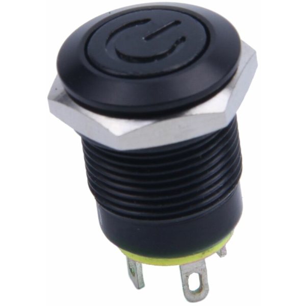 12V 2A 9,5Mm LED DIY Metall Momentan Knappströmbrytare Bil, Gul
