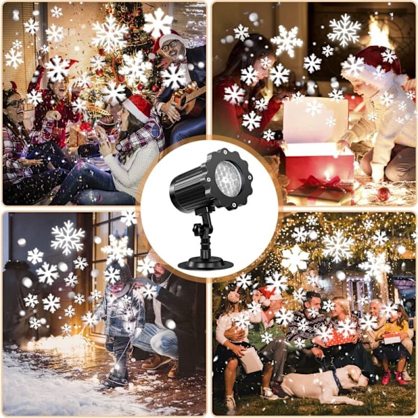 Lysprojektor med snøflak, LED, IP65, for utendørs og innendørs bruk, julepynt, bryllup