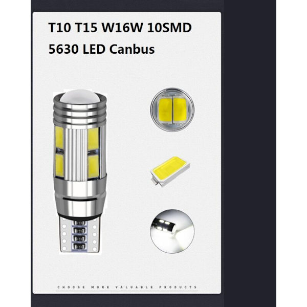 10 st W5W T10 12V 6000K 5630 SMD Bil LED-lampa Canbus Nummerplåt Hörn Blinkers Superljus Vit