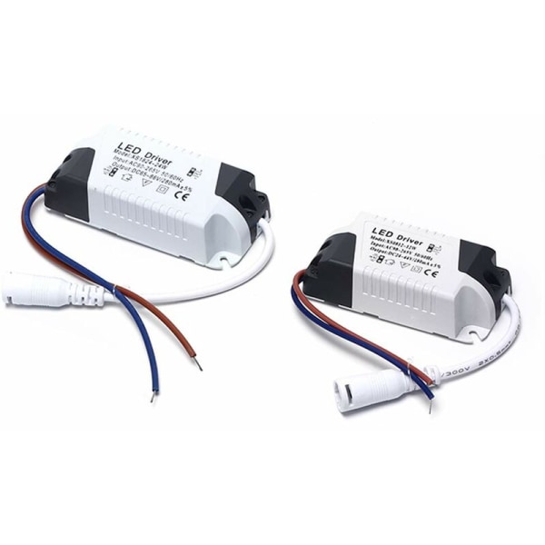 2x LED-driver, 1-3W transformator for LED-taklampe, LED-panel strømforsyning, DC-kontakt for LED-taklampe (1-3W)
