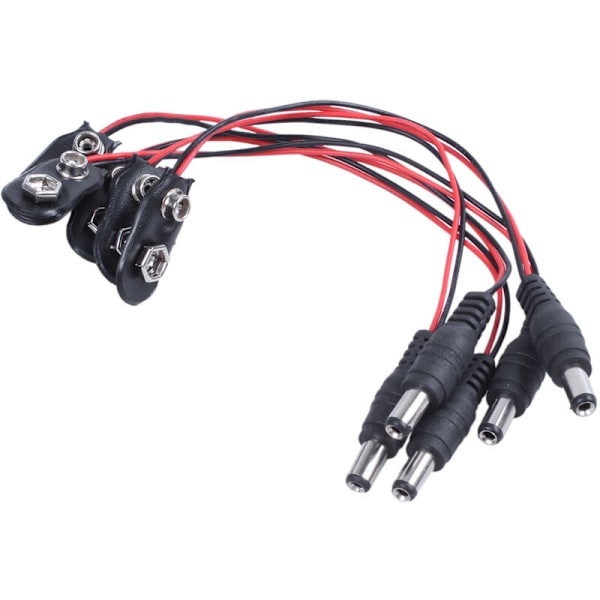 5 stk. 5,5x2,1mm han DC 9V batterispændestik strømkabel stik
