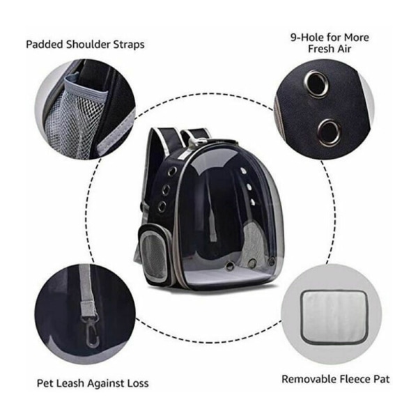 Bæretaske til hundekatte 12,2 x 11,4 x 16,5 tommer Farve sort Rejsende nem at bære