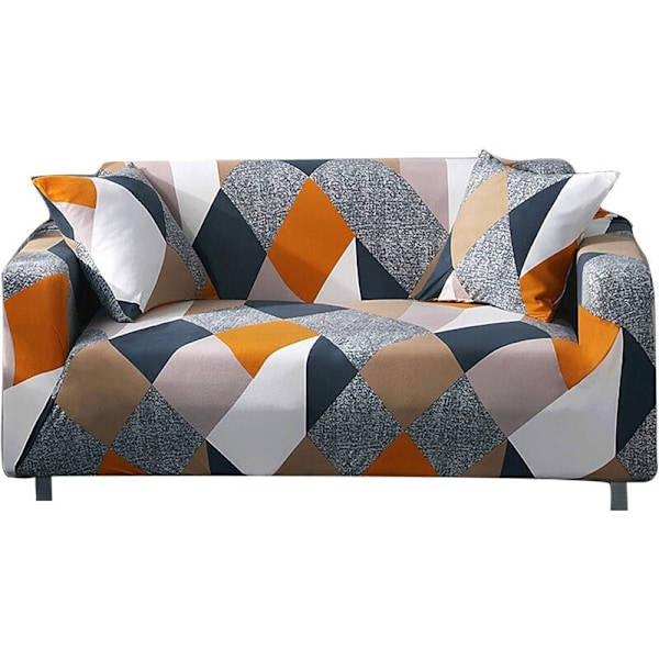 Stretchsoffaöverdrag, Modern Halksäker 1/2/3/4-Sits Elastiskt Soffaöverdrag (2-Sits Soffaöverdrag: 141-180cm, Flerfärgad-Kvadrat)