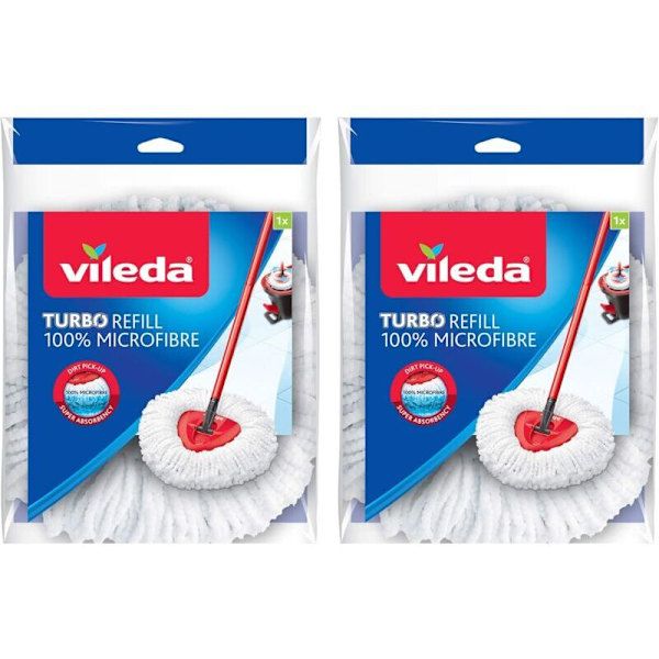 Vileda Mop Head, Mikrokuitu, Mikrokuitu, Valkoinen, Kaksoispakkaus..