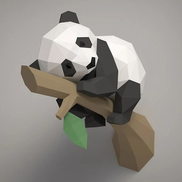 3D-eläinpaperimalli, panda geometrisella puulla kodin sisustukseen, seinäkoristeluun, lasten koulutukseen, A