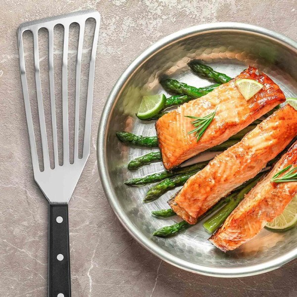 12,4 tommers fiskespade - Slisset fiskespade med skrått hode - Holdbar og lett tynn metallspatel