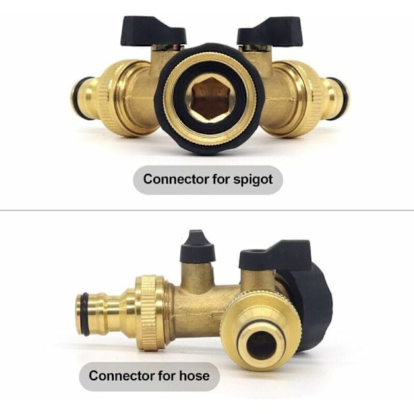 Vandindløbsslange Y-forbindelse (2-vejs til indløbsslange, 26,9 mm (3/4\") messing, Y-manifold), kompatibel med haveslangesystem 1/2 tommer