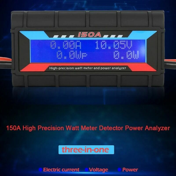 150A Høy presisjon wattmeter kraftdetektor analysator RC modell nåværende spenningseffekt, blå