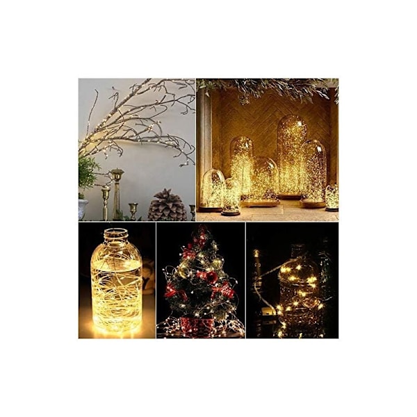 LED-ljusslingor - 10-pack 2M 20LEDs Koppartråd, Batteridrivna Ljusslingor för Långa och Tunna Vas, Bord, Inomhus Utomhus, Semester, Bröllop, P