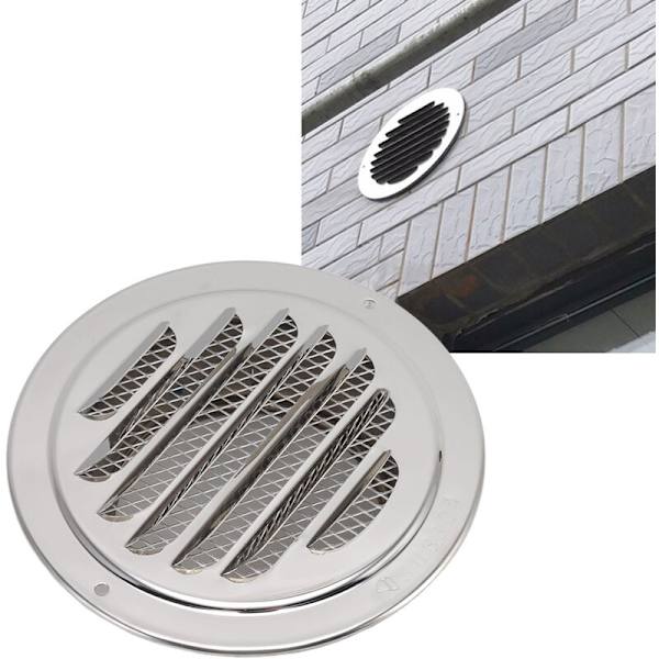Rund Luftventil, Rustfrit Stål Ventilationsgitterdæksel, Ekstern Ekstraktor Væggenventil til Badeværelse, Kontor, Hjem (160 mm / 6,3 tommer)