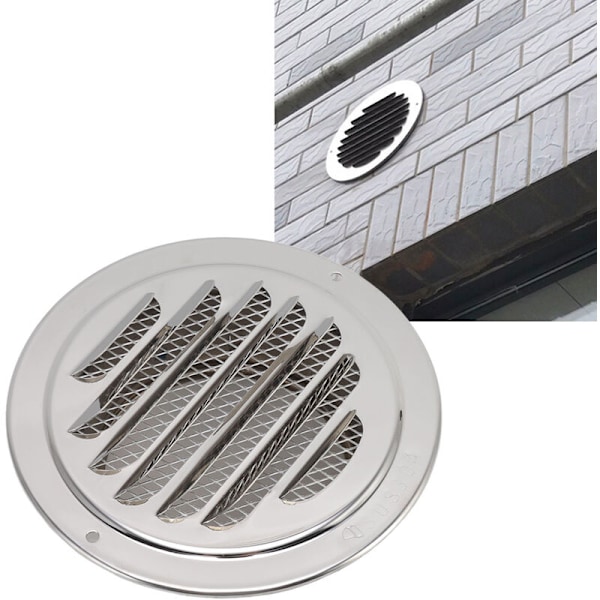Runda Luftventil, Rostfritt Stål Ventilationsgaller, Extern Utvändig Väggventil för Badrum, Kontor, Hem (160mm/6.3in)