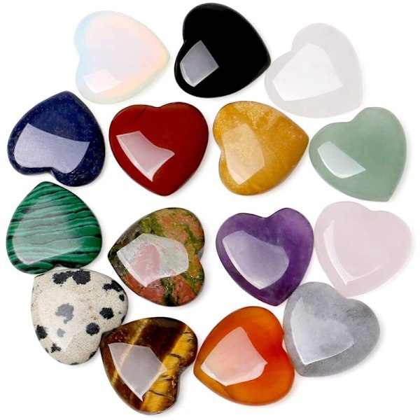 15Pcs Love Stone Clear Quartz Eye Heart Palm Thumb Gemstone Meditation 0.8 Inch