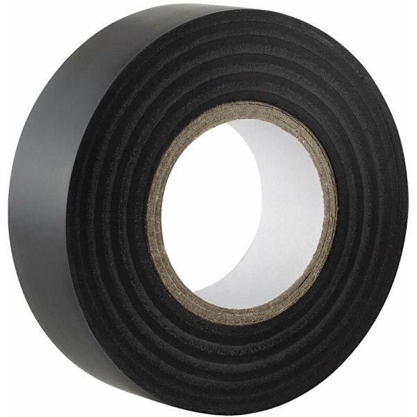 Sort elektrisk isolerende tape - 19 mm x 20 m - stærk, selvklæbende - beskyt, bundt, reparer kabler - 1 rulle