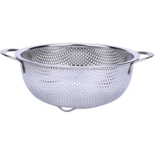 Rustfrie stål siler med håndtak, perforert sil for kjøkkenpasta/grønnsaker/ris/frukt/mat-S