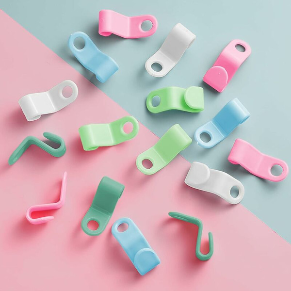 64 stk. bøjle kroge bøjle krog plastik konnektor bøjle forbindelses krog til garderobe perfekt til at spare plads (multi-farve)