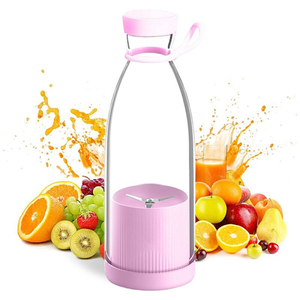 Bärbar mixer 300ML elektrisk juicepress fruktmixer USB uppladdningsbar smoothie minimiixer personlig juicepress, rosa