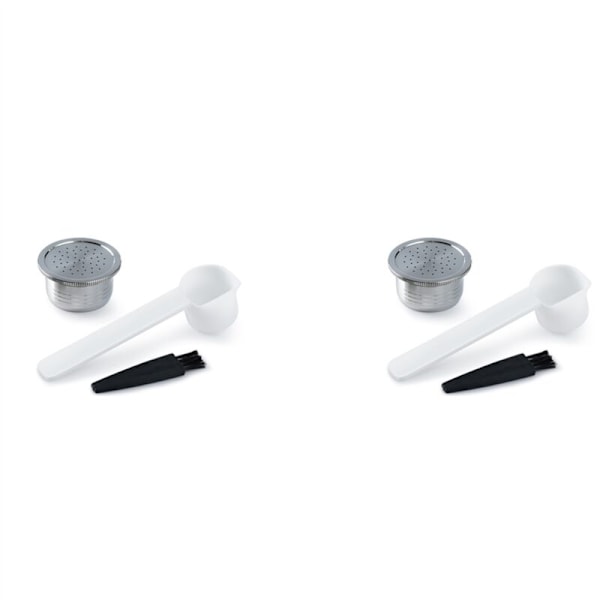 2X Rustfritt Stål Påfyllbare Kaffe Kapsler Gjenbrukbare Filter Kaffe Pods for Maskin