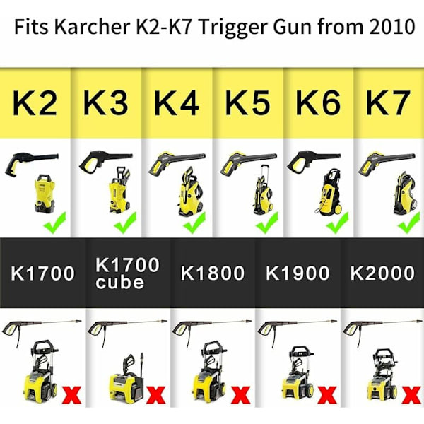Højtryksvaskespistol Adapter med 6,35 mm Hun-Hurtigkobling kompatibel med Karcher K-serie K2, K3, K4, K5, K6, K7