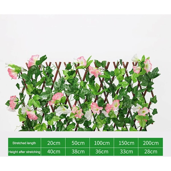 Konstgjord murgröna bladstaket, integritetsstaket, konstgjort lövverk View Breeze häck med blomma, utdragbar trädgårdsspaljé, bakgård balkong trädgårdstaket