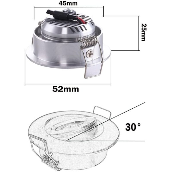 4 Mini Inbyggda Spotlight LED Tak Inbyggd Spotlight Lampa 1W Varmvit 3000K