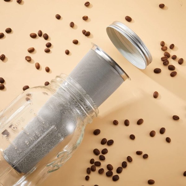 Koldbrygget kaffefilter 3 stykker rustfrit stål filter kaffe te infuser kaffe si murer konserves krukke mesh filter