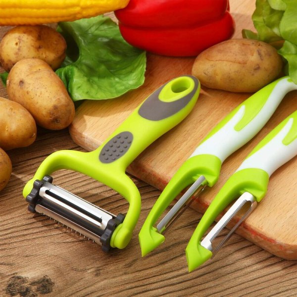 3-delad Multifunktionell Grönsakspelare 3 i 1 Rotationspelare 3 i 1 Fruktpelare Rak Pelare Pelare Rostfritt Stål Vertikal Pelare för Frukt Sl