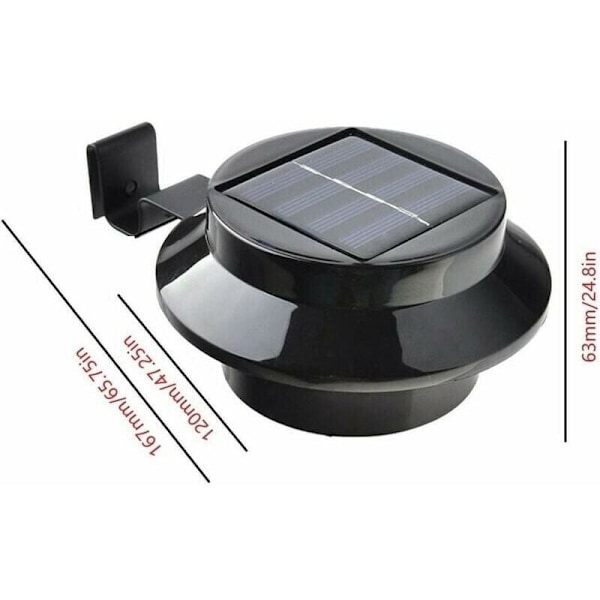 6-pack solcellsdrivna LED-lampor för takränna, staket, trädgård, vägg, svart.
