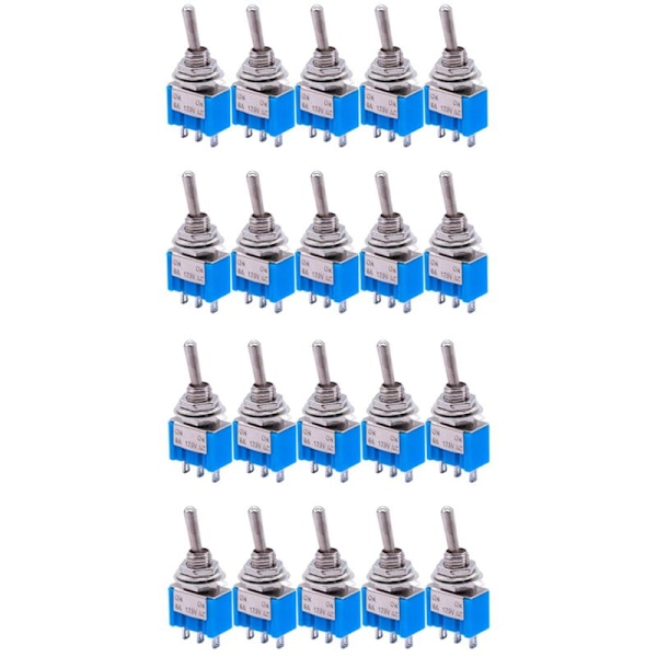 20 kpl SPDT Mini Vaihdin 3-napainen 2-asentoinen ON/ON Miniatyyri 6A 125V AC -102