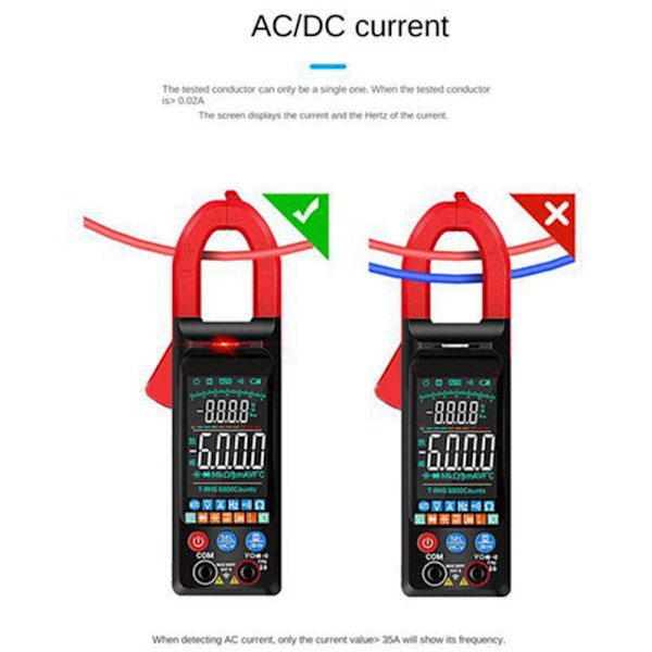 Tangamperemeter DC/AC spænding digital tangamperemeter 6000 tæller 400A multimeter farveskærm spændingstester FS8330Pro