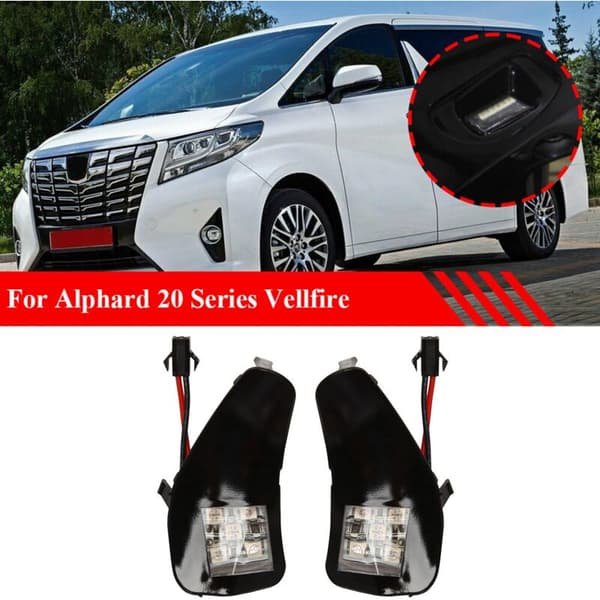 2 stk LED-bak speilpyttlys under side velkomstlampe for Alphard 20-serien Vellfire II, blå