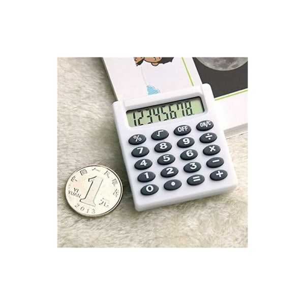 Pocket Calculator, 1 PC 8 Digits Electronic, Mini Portable Calculator for Mathematics Teaching Daily or Office (White)-