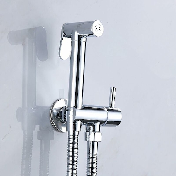 Toalett duschset med enkelgrepp, krom anti-brännskyddad toalett termostat, handdusch, bidé stråldusch avledare set (anslut gammal hål installation)