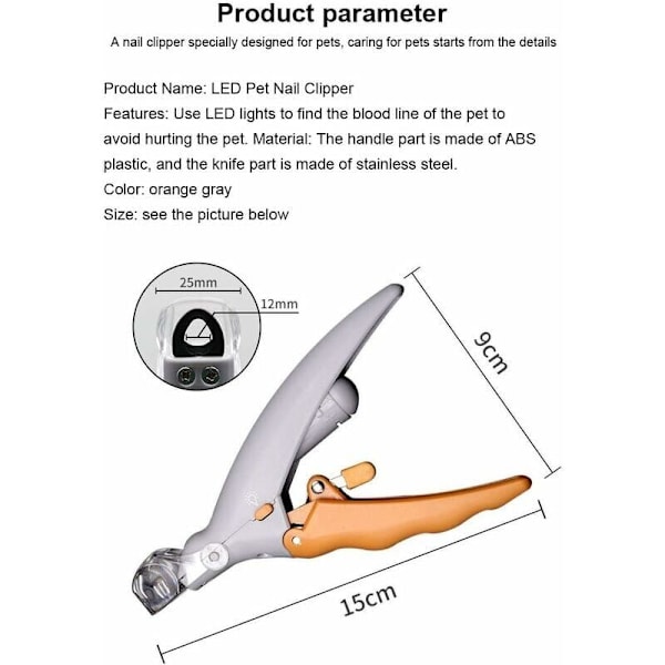 Katte- og Hunde-Negleklipper med LED-Lampe, Forstørrelsesglas til kæledyr, Anti-Skæring