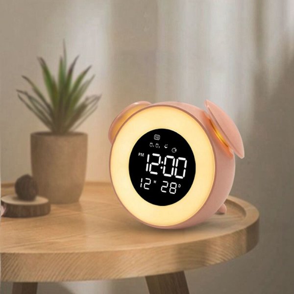 Herätyskello LED-valolla, auringonnousu- ja -laskutila, digitaalinen musiikkiherätyskello, makuuhuoneen pöytäkalenteri, torkkuherätyskello, pöytä B