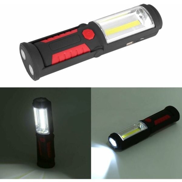 Ladattava LED-työvalo magneettisella LED-taskulamolla 2200mAh COB LED 650Lm 3W autotallityöpajalle Camping DIY Red