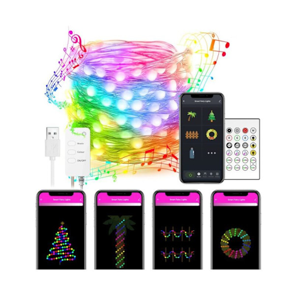 Smarta WIFI, wifi+Bluetooth jul- och halloweendekorationer med ljusslinga - 5M-50LED