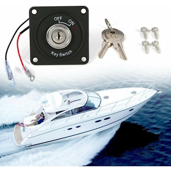 DC 12V 10A Tändningsbrytare 2 Positioner På/Av Nyckelbrytare med Panel + 2 Nycklar