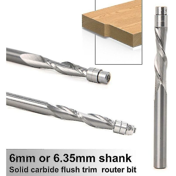 Kompatibel med Træ Solid Carbide-Tipset Fræser End Mill 6.35mm Skaft Top Spin