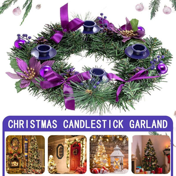 Julekrans med furukongler og bær - Adventskrans Ring Lysestake Julelysestake Bordpynt Skriveborddekorasjon Diameter 36 cm