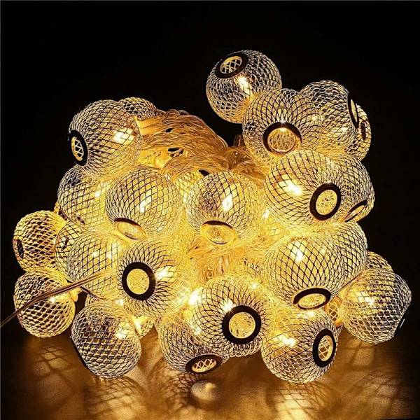 LED-slingor, varmvita LED-boll slingor har 8 blinkande lägen och kan växlas automatiskt, 6 meter 30 LED-lampor vattentäta -