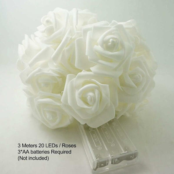 Luminous Rose 3m 20 LED-lampor Batteridrivna Blomsterljusdekoration Romantisk Atmosfär för Inomhus Hemträdgård Sovrum Bröllop Fest Alla hjärtans dag C