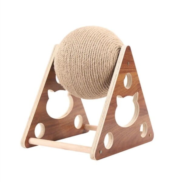 Wooden Cat Scratching Board, Cat Scratching Ball Cat Grinding Claws, Hand-Wound Sisal Rope Cat Climbing Frame, Cat Scratching Toy (Small)