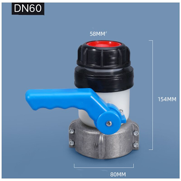 Fjärilsventil med flytande mutter i aluminium DN60 för 1000 liters IBC-tank -DENUOTOP
