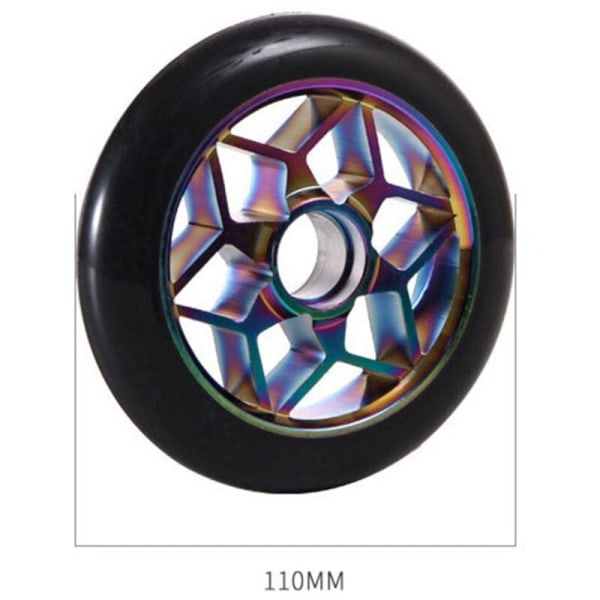 2 kpl Skootteri Sarjan Tarvikkeet 110Mm Skootteri Pyörät Värikkäät PU Pyörät Paksut Temppu Auto Pyörät Laakereilla (Musta)