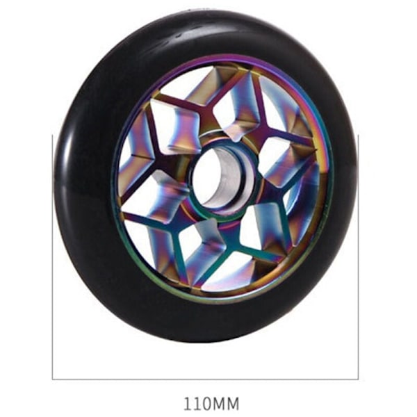 2 stk. Scooter Serie Tilbehør 110Mm Scooter Hjul Farverige PU Hjul Tykke Stunt Bilhjul Med Lejer (Sort)