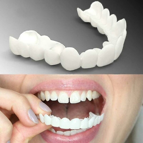 Set Perfect Smile Teeth Faner Topp och botten False Cosmetic Teeth Faner Instant Comfort Whitening Flex Denture Cover