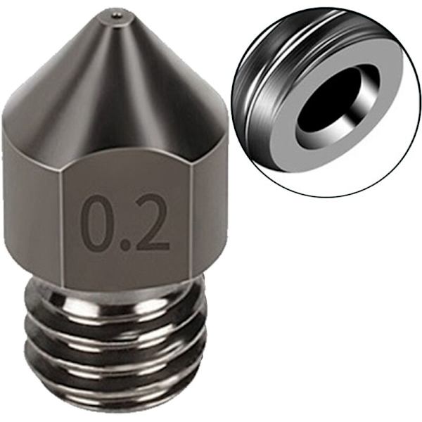 5 stk MK8 Herdet Stål Dys Trykkhode Forbruksvarer 1.75/0.2mm 3D-skriver Ekstruder Dys for Ender3/V2/PRO