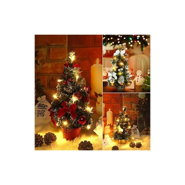 40 cm Mini Julgran med 30 LED-lampor, Bordsbordslampor, Batteridriven Belysning, Liten LED Julgran för Hem, Kontor, Juldel