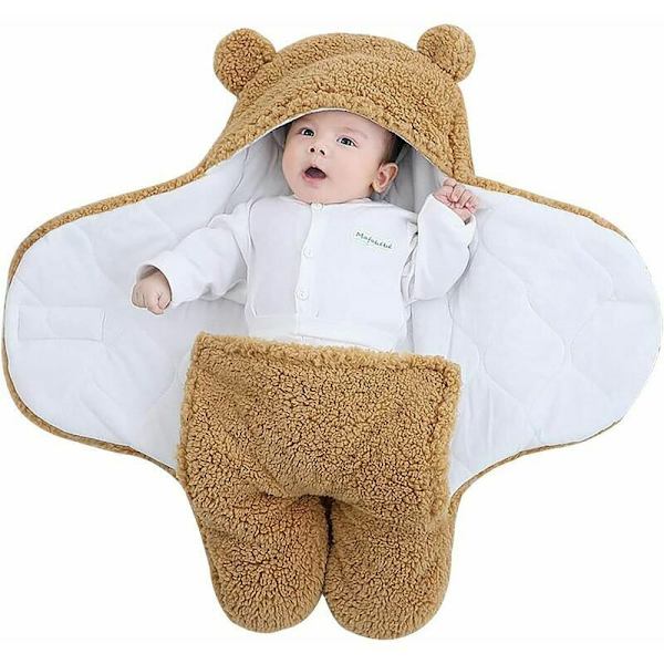 Unisex Baby Swaddle Tæppe, Childcare Angel Nest Sovepose, Hætte Swaddle Sovepose (1-3 Måneder 70CM)